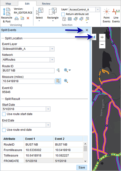 Split Events widget Split Events widget