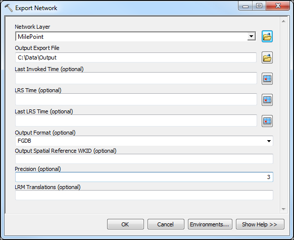 Export Network geoprocessing tool Export Network geoprocessing tool